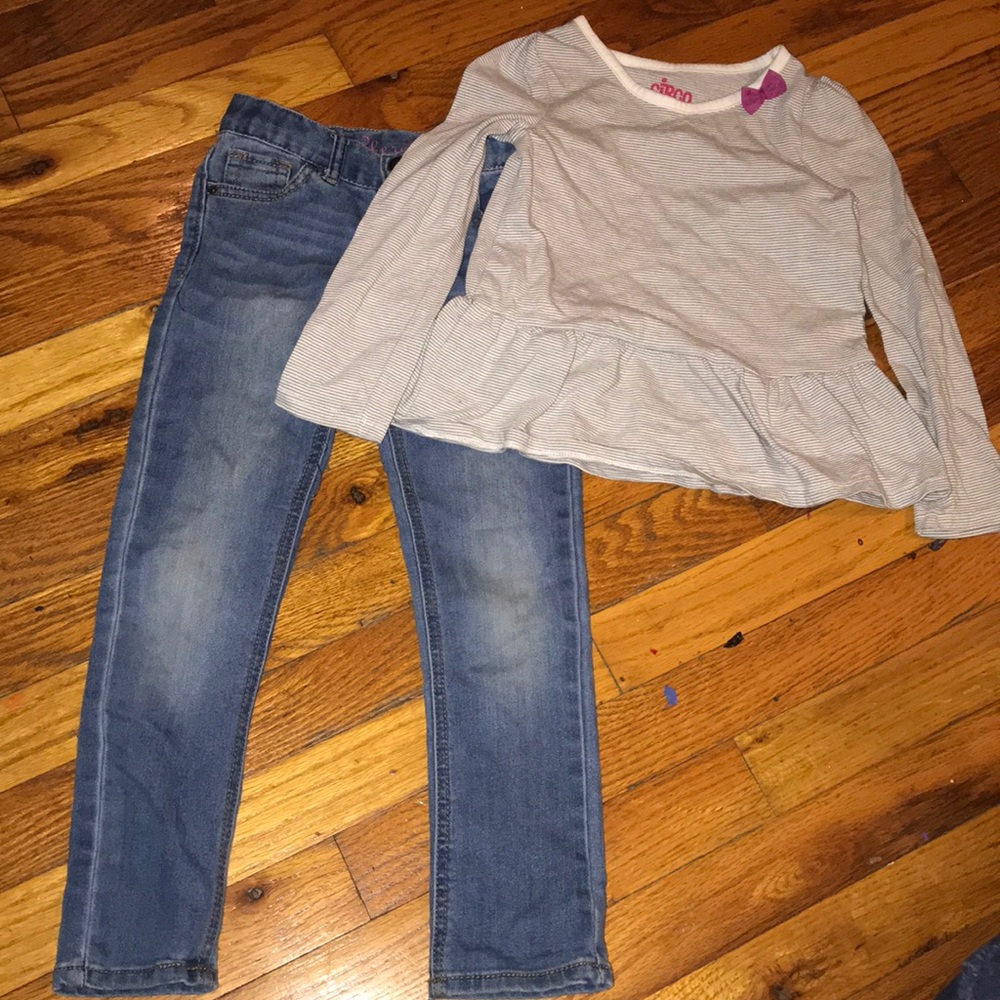 Striped top & jeans